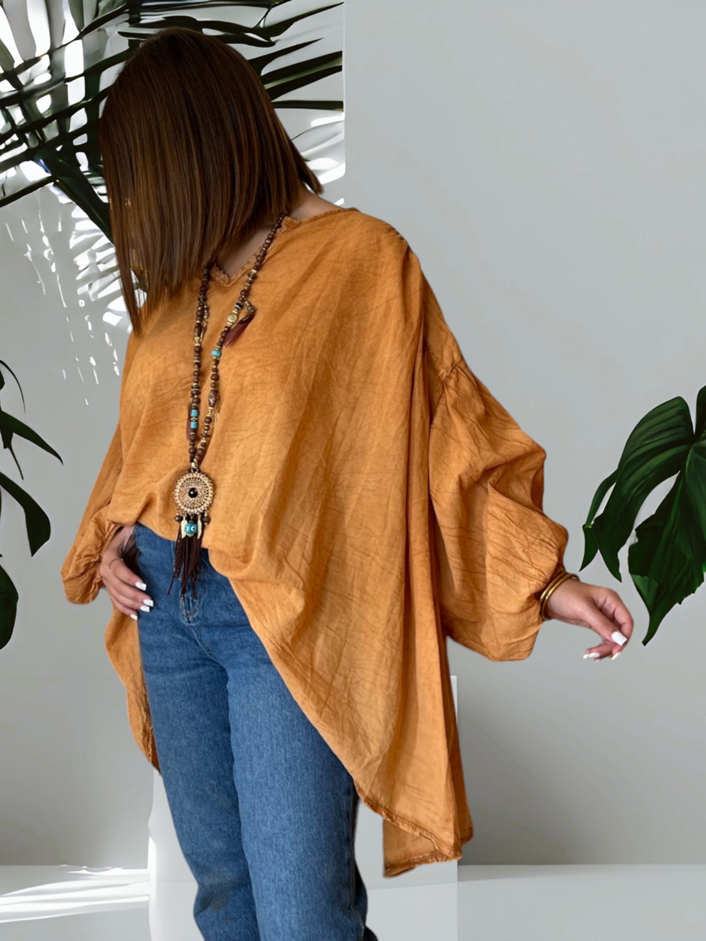 LOU - BLOUSE CURRY OVERSIZE JUSQU'A LA TAILLE 56/58