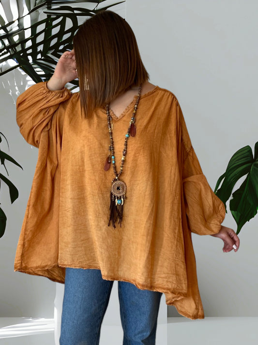 LOU - BLOUSE CURRY OVERSIZE JUSQU'A LA TAILLE 56/58