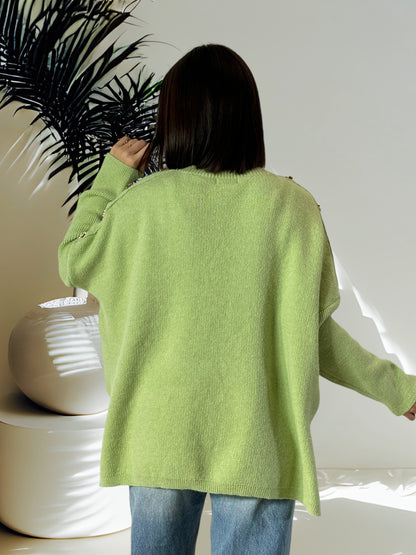 PENELOPE - PULL OVERSIZE VERT JUSQU'A LA TAILLE 50/52