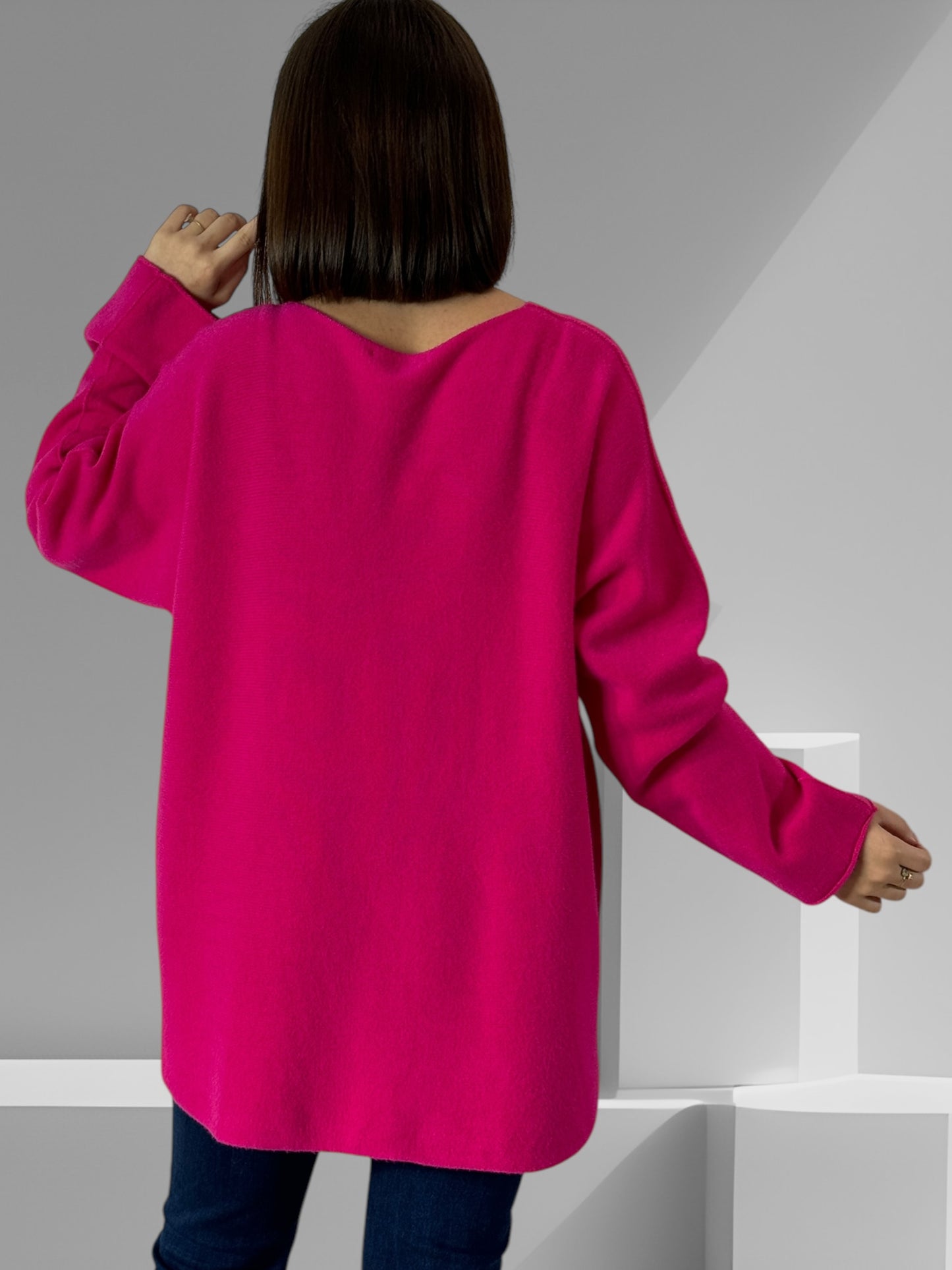 LARA - PULL OVERSIZE FUCHSIA JUSQU'A LA TAILLE 54