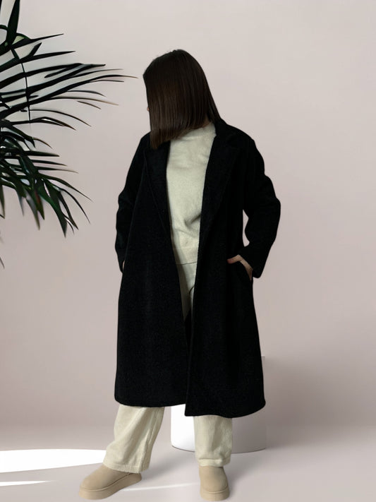 CYRIELLE - MANTEAU NOIR JUSQU'A LA TAILLE 46/48