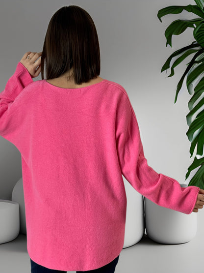 LARA - PULL OVERSIZE ROSE JUSQU'A LA TAILLE 54