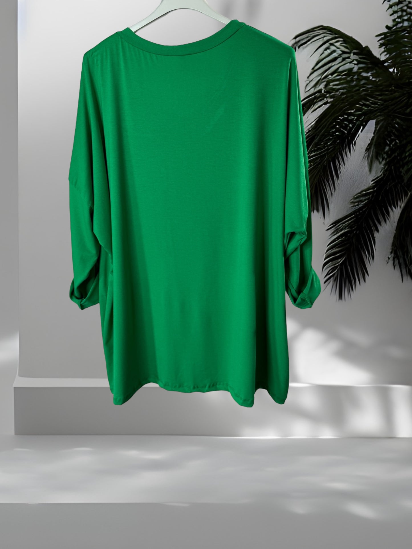 BASTIEN - T-SHIRT EN VISCOSE VERT MANCHES LONGUES JUSQU'A LA TAILLE 52/54