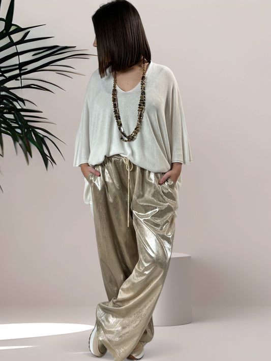 MOLLY - PANTALON BEIGE DORE JUSQU'A LA TAILLE 52