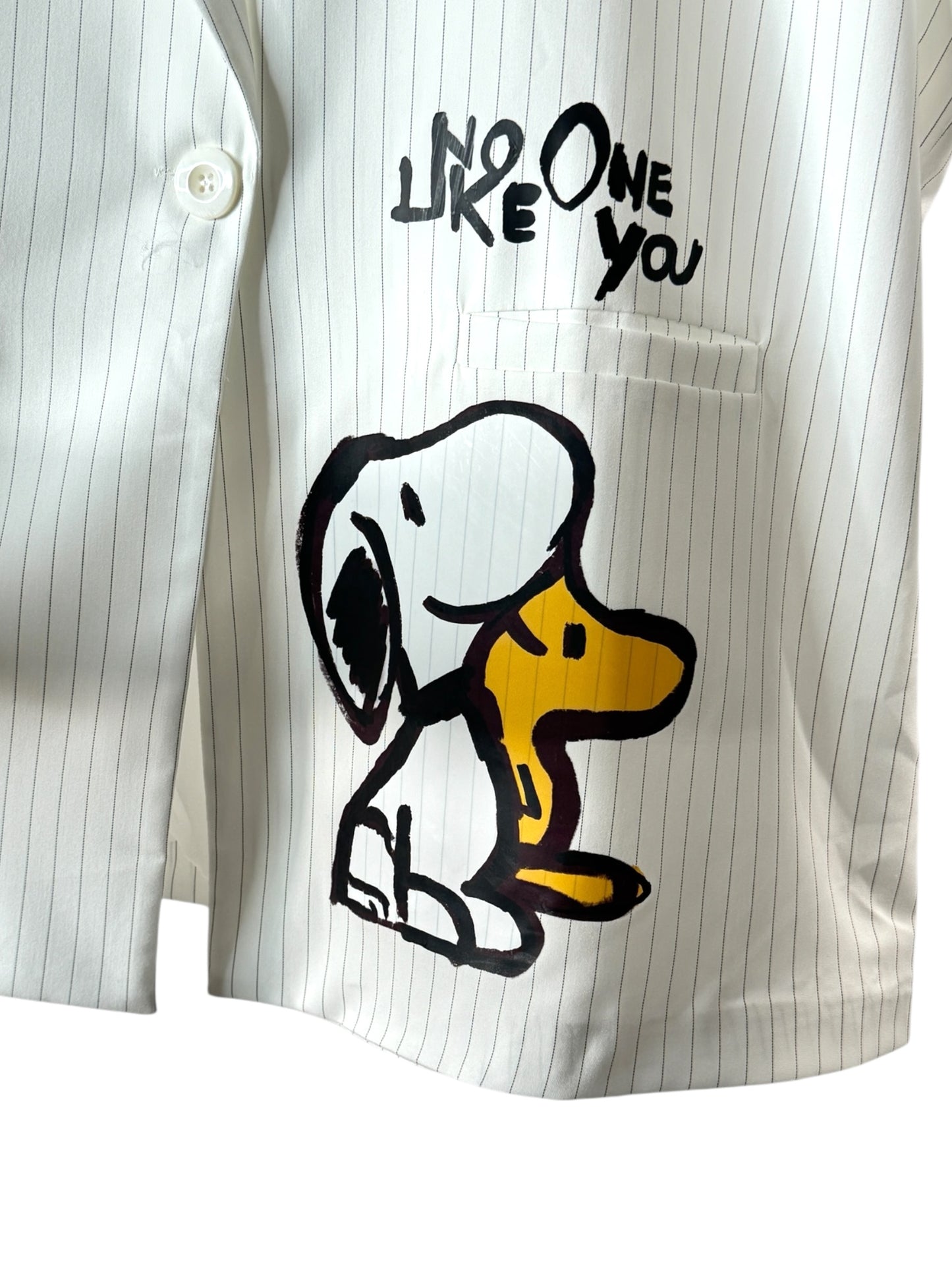 LUCIANO - BLAZER BLANC FINES RAYURES MOTIF SNOOPY JUSQU'A LA TAILLE 50/52