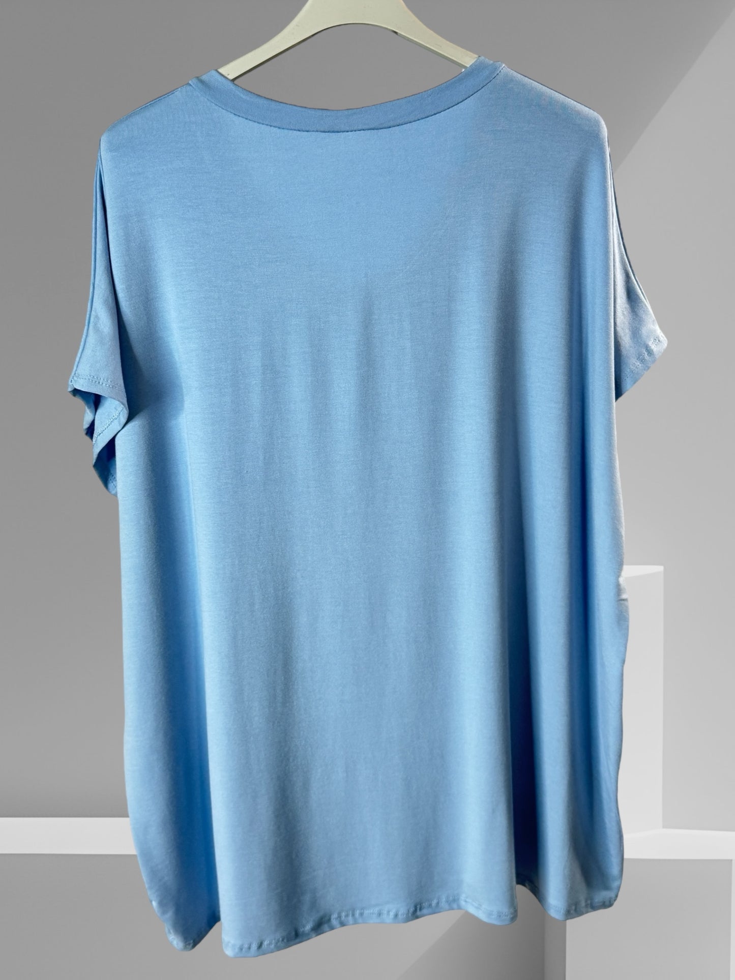 MARIO - T-SHIRT BLEU CIEL EN VISCOSE JUSQU'A LA TAILLE 56/58