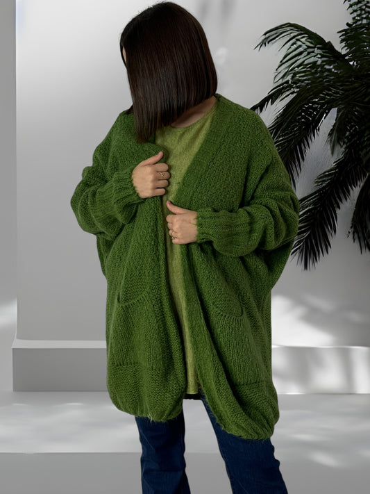 MADALENA - GILET OVERSIZE VERT JUSQU'A LA TAILLE 54/56