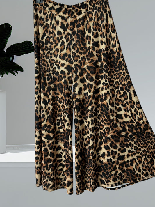 LAURA - PANTALON PALAZZO LEOPARD TAILLE 46 A 54