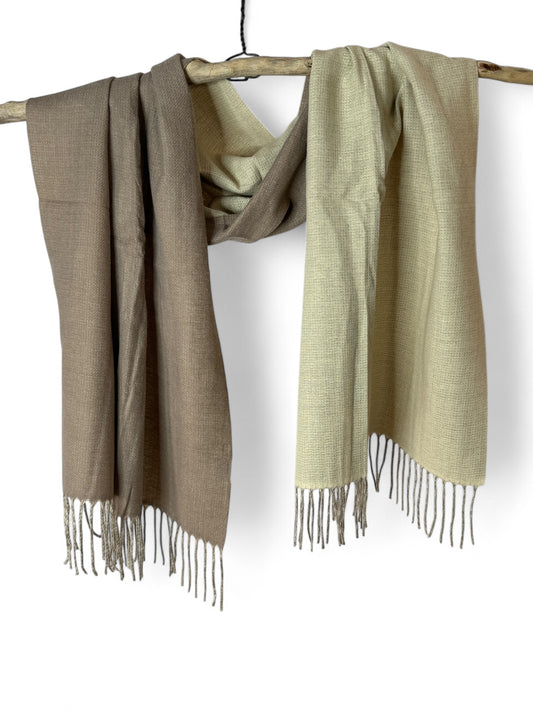 CAROLA - ECHARPE DOUCE REVERSIBLE COLORIS TAUPE