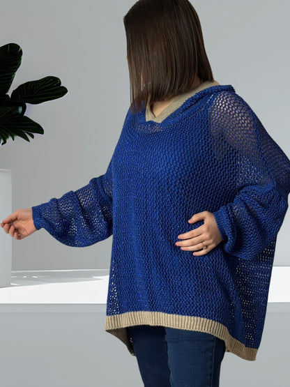 RAPHAELO - PULL OVERSIZE SCINTILLANT EN RESILLE AVEC SON TOP JUSQU'A LA TAILLE 54