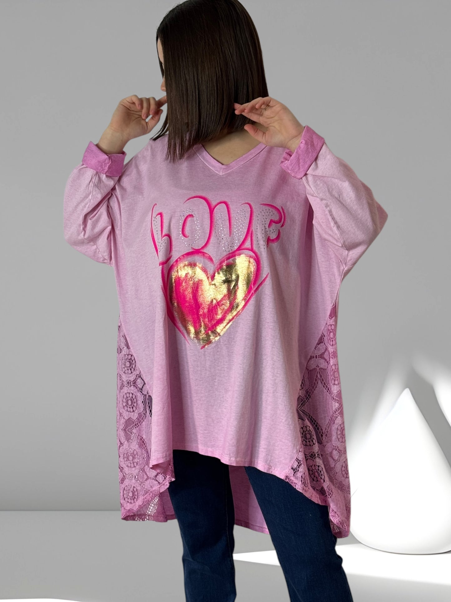 CECILIA - T-SHIRT OVERSIZE ROSE JUSQU'A LA TAILLE 54