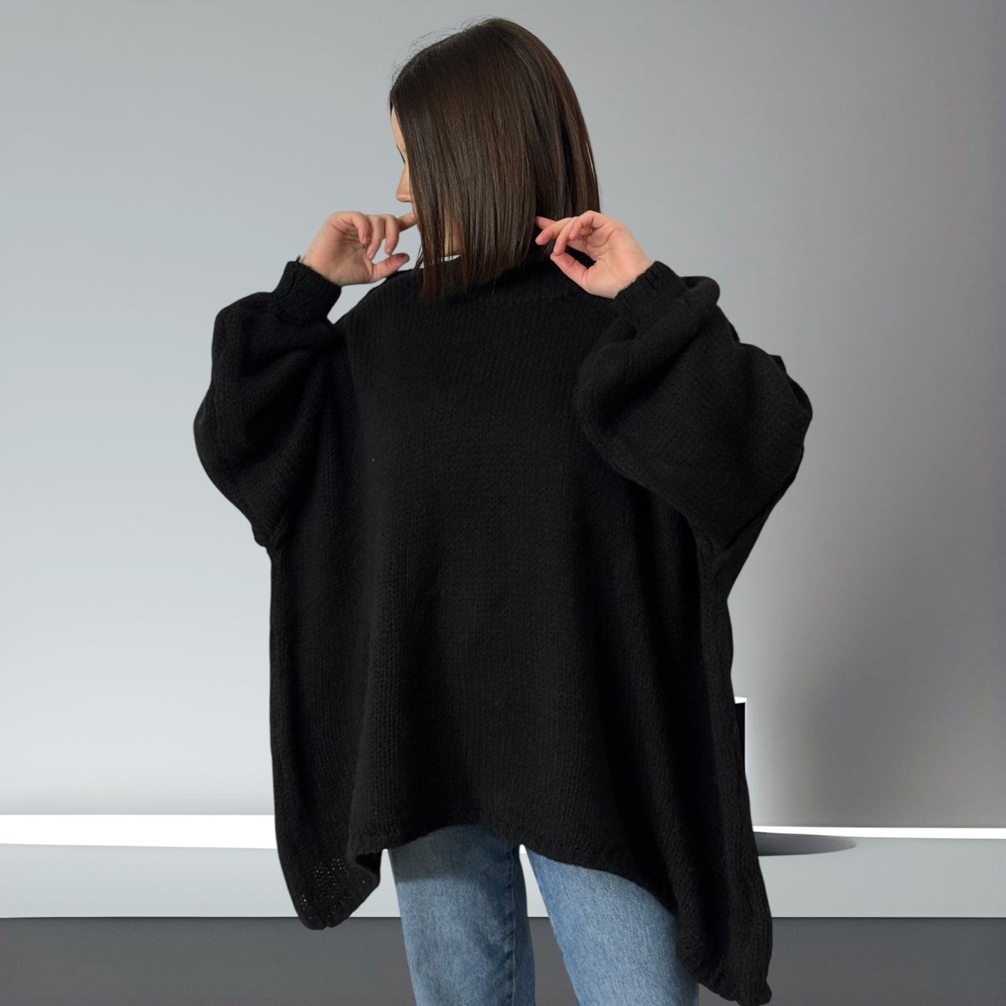 ELIOTT- PULL OVERSIZE NOIR JUSQU'A LA TAILLE 54/56