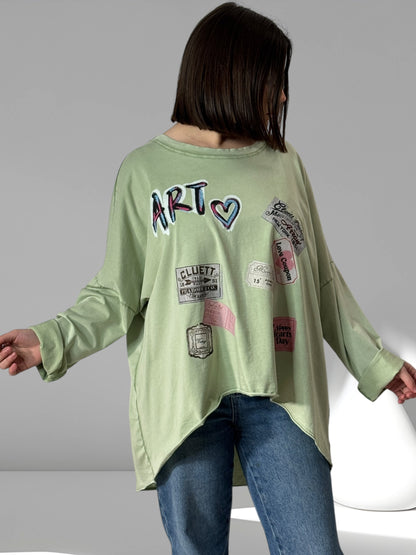 CLOE - T-SHIRT OVERSIZE VERT JUSQU'A LA TAILLE 56