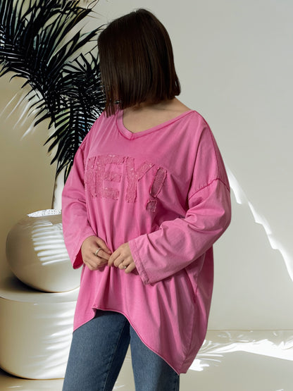 GEORGIO - T-SHIRT OVERSIZE ROSE JUSQU'A LA TAILLE 56