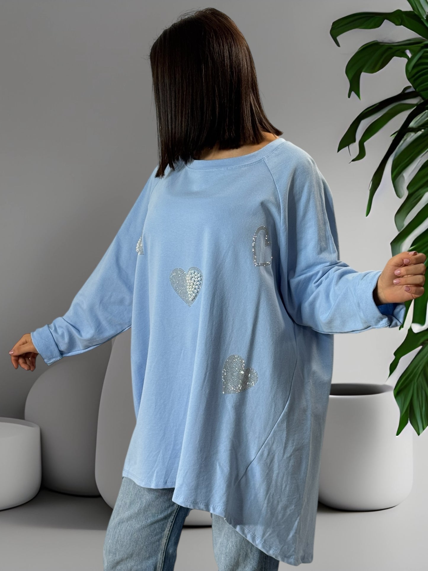 CEREZA - SWEAT BLEU OVERSIZE JUSQU'A LA TAILLE 56/58