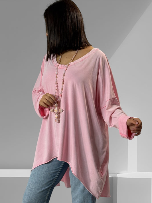 BIANCA - T-SHIRT OVERSIZE ROSE JUSQU'A LA TAILLE 60