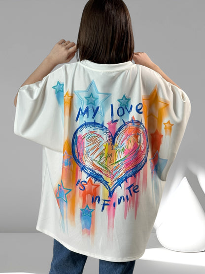 GLORIA - T-SHIRT OVERSIZE MOTIF COEUR JUSQU'A LA TAILLE 56