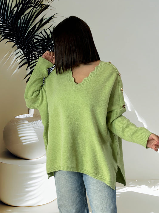 PENELOPE - PULL OVERSIZE VERT JUSQU'A LA TAILLE 50/52