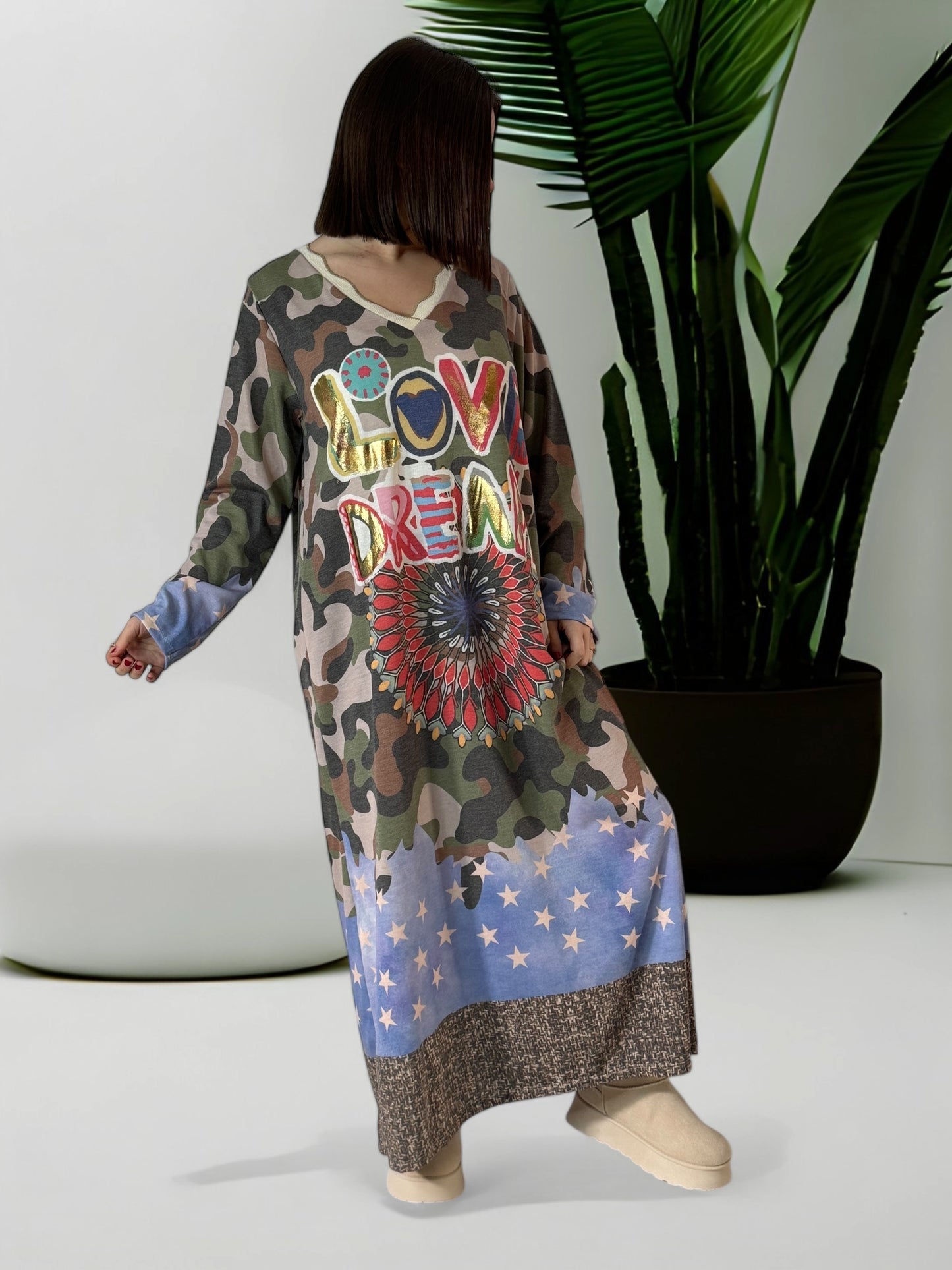 SOPHIE - ROBE  OVERSIZE A MOTIF JUSQU'A LA TAILLE 48/50