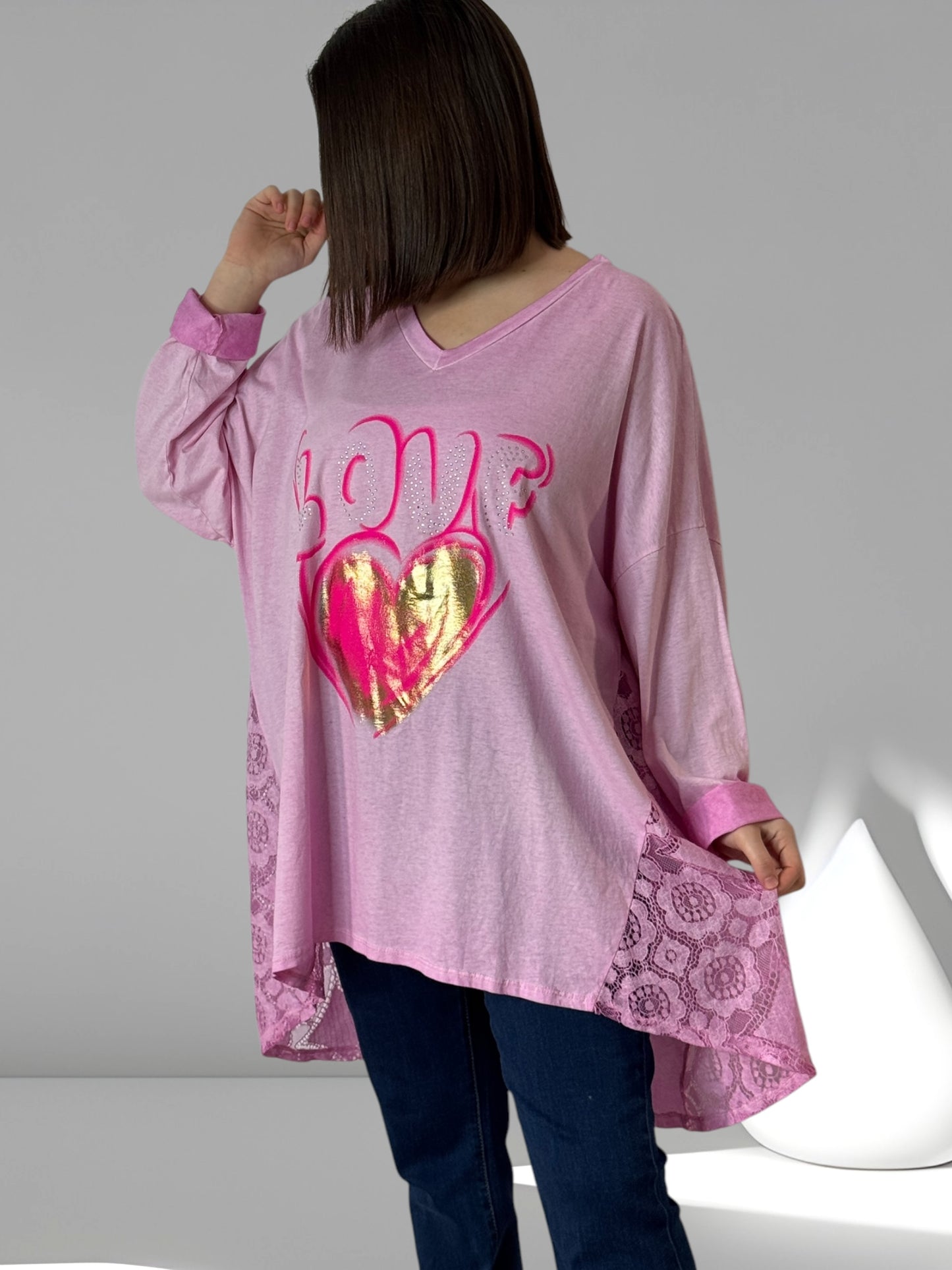 CECILIA - T-SHIRT OVERSIZE ROSE JUSQU'A LA TAILLE 54