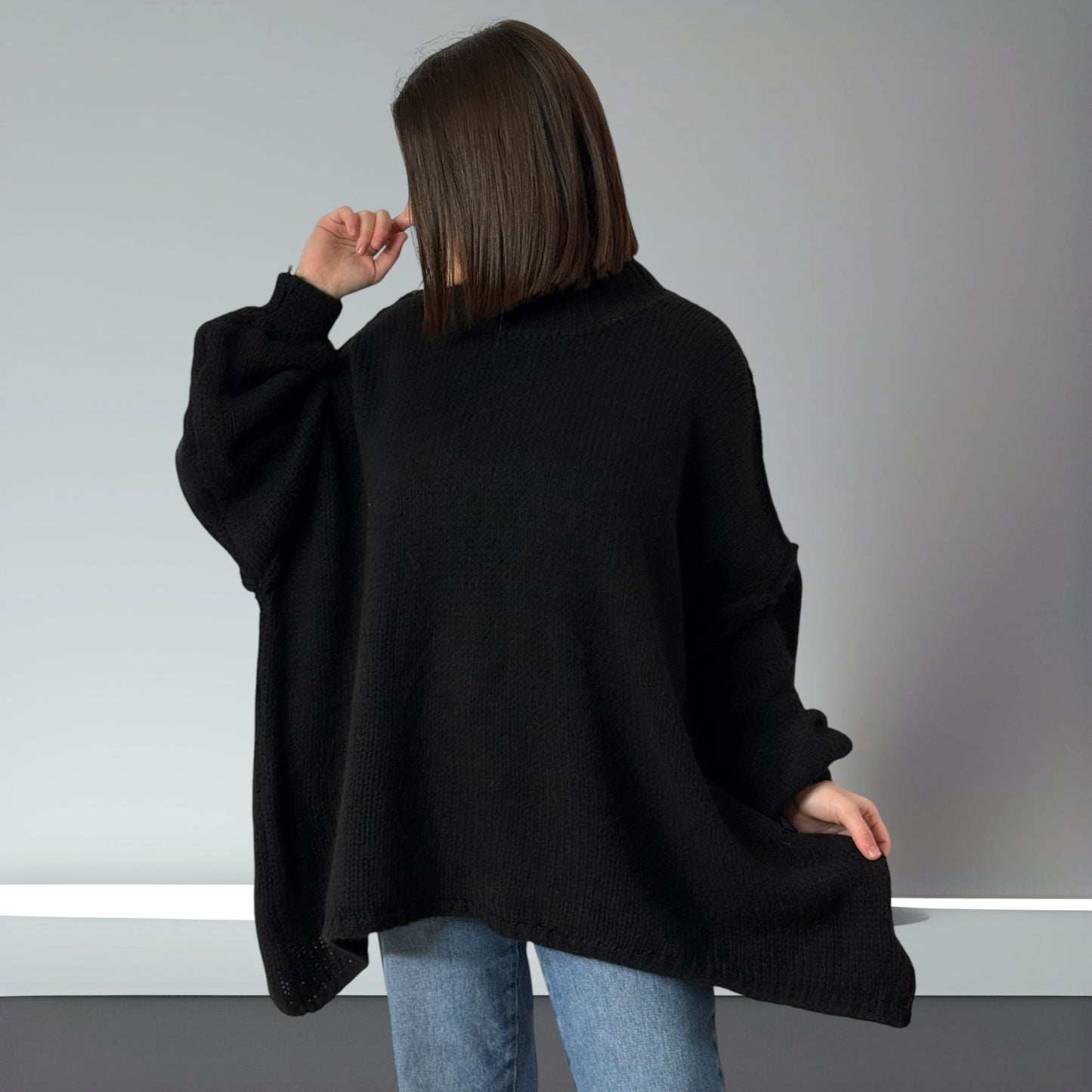 ELIOTT- PULL OVERSIZE NOIR JUSQU'A LA TAILLE 54/56