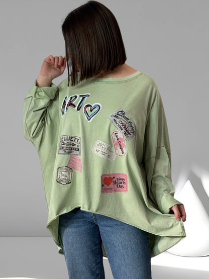 CLOE - T-SHIRT OVERSIZE VERT JUSQU'A LA TAILLE 56