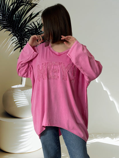 GEORGIO - T-SHIRT OVERSIZE ROSE JUSQU'A LA TAILLE 56