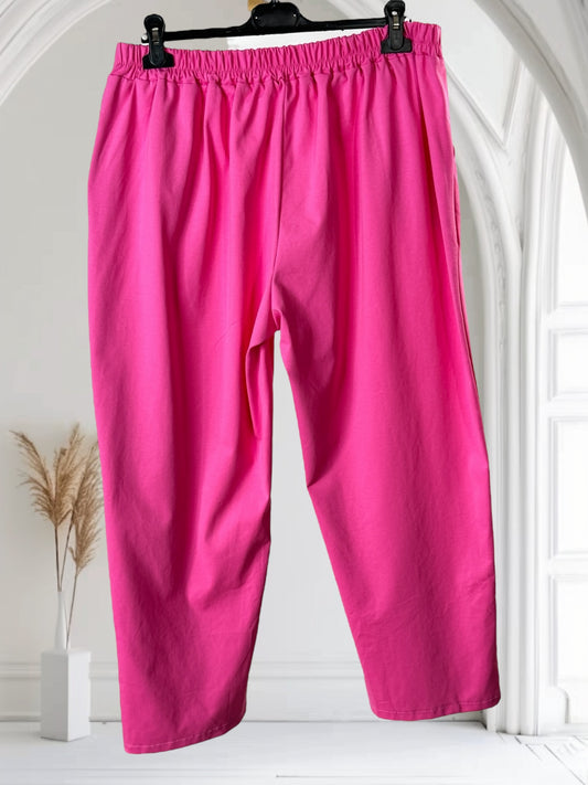 LUIGI - PANTALON A PINCES FUCHSIA TAILLE 46 A 52