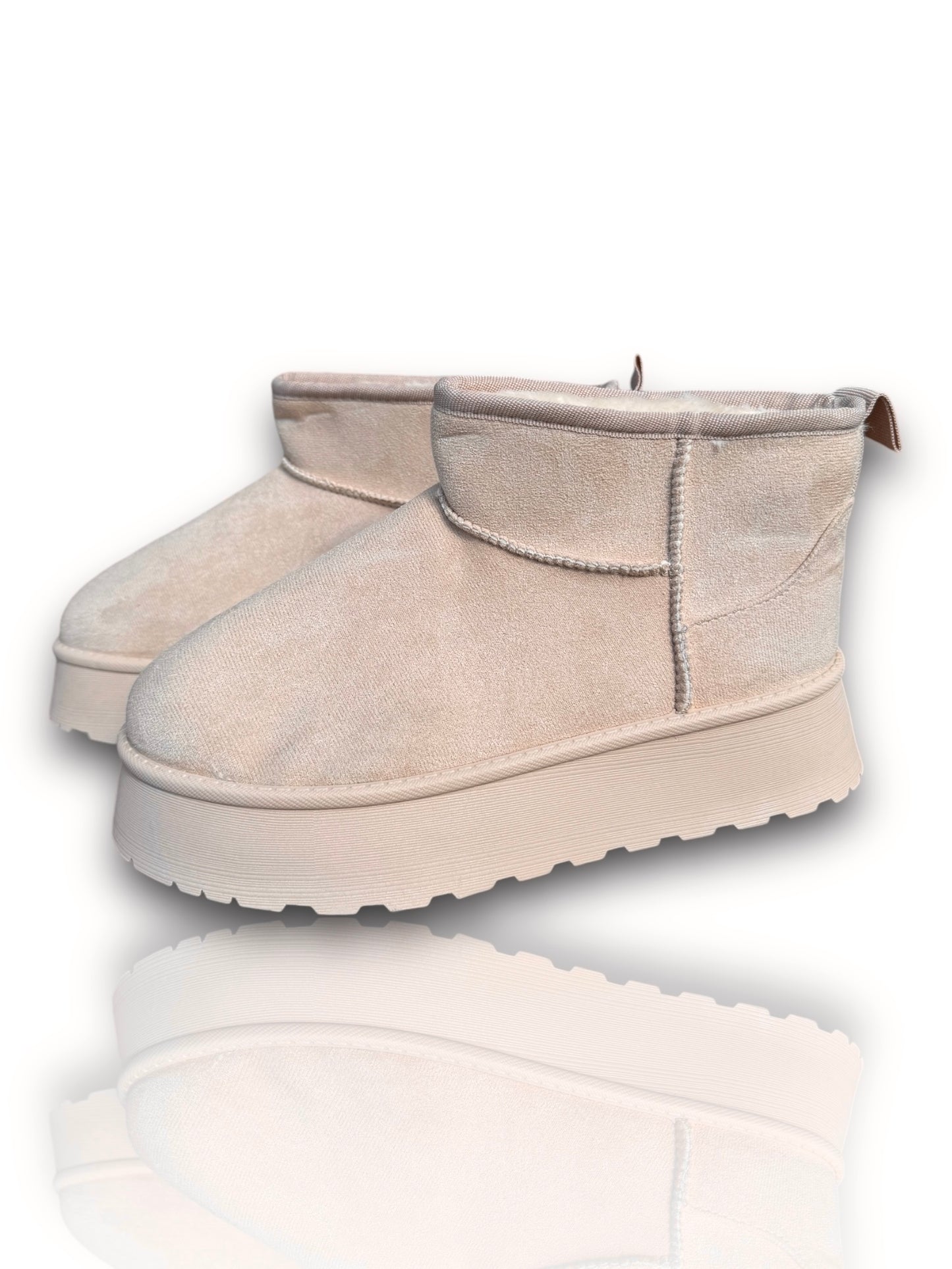 DONNA - BOOTS BEIGE SEMELLE PLATEFORME INTERIEUR MOUMOUTE