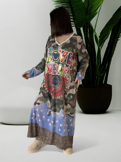 SOPHIE - ROBE  OVERSIZE A MOTIF JUSQU'A LA TAILLE 48/50