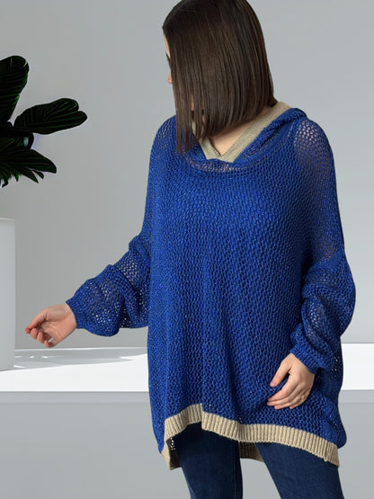 RAPHAELO - PULL OVERSIZE SCINTILLANT EN RESILLE AVEC SON TOP JUSQU'A LA TAILLE 54