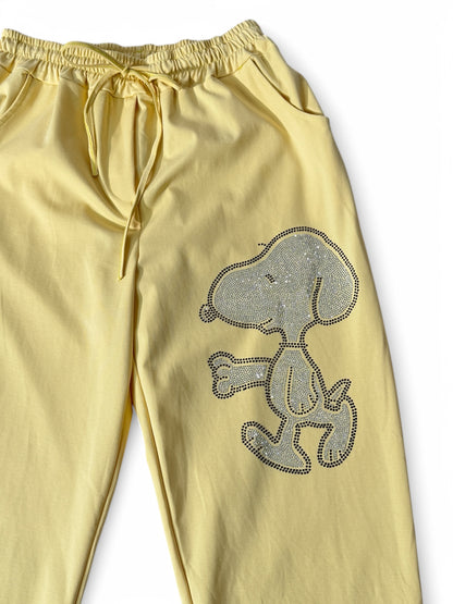 SNOOPY- PANTALON SPORTSWEAR JAUNE TAILLE 46/48 A 52 voir 54