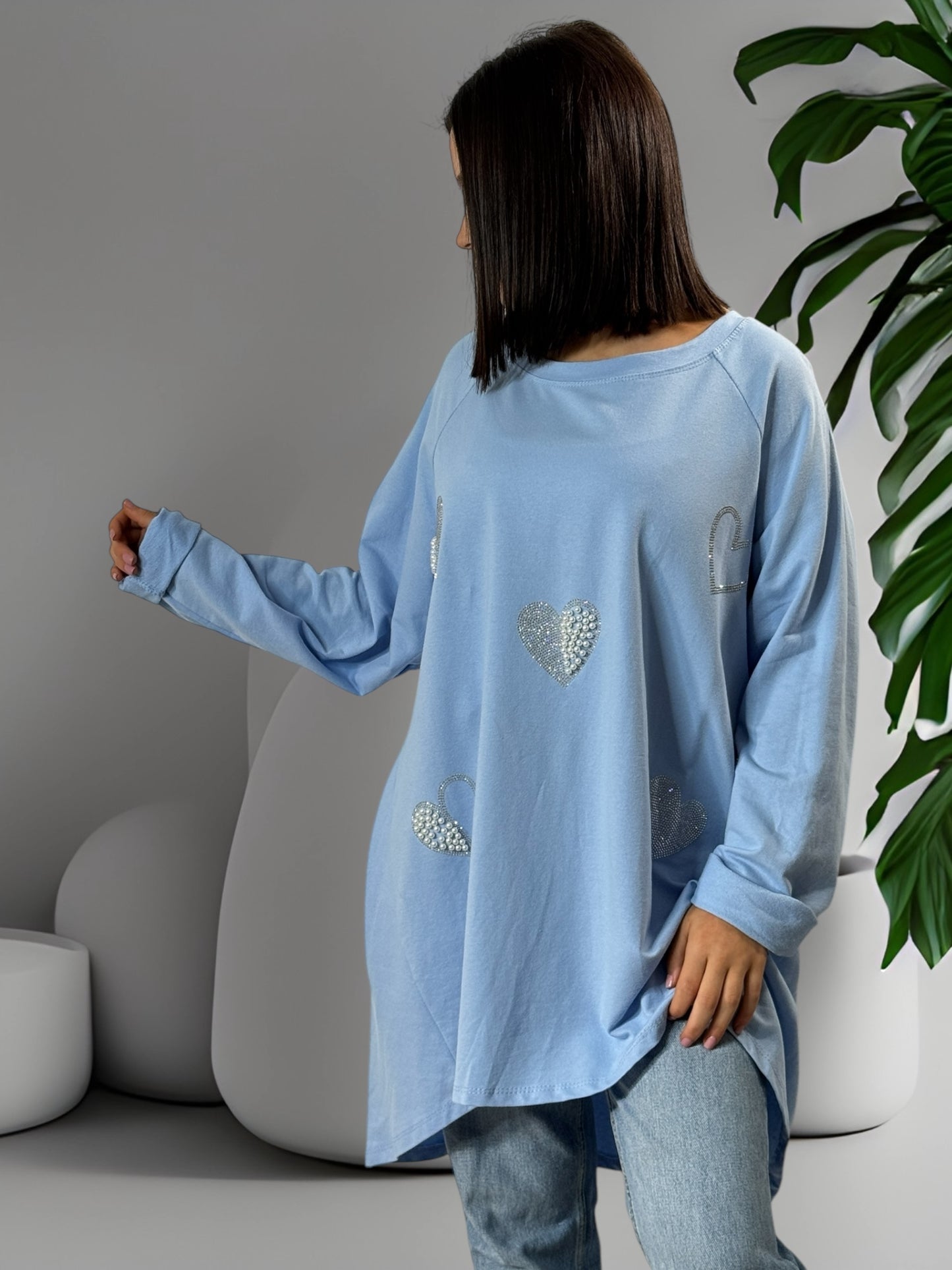 CEREZA - SWEAT BLEU OVERSIZE JUSQU'A LA TAILLE 56/58