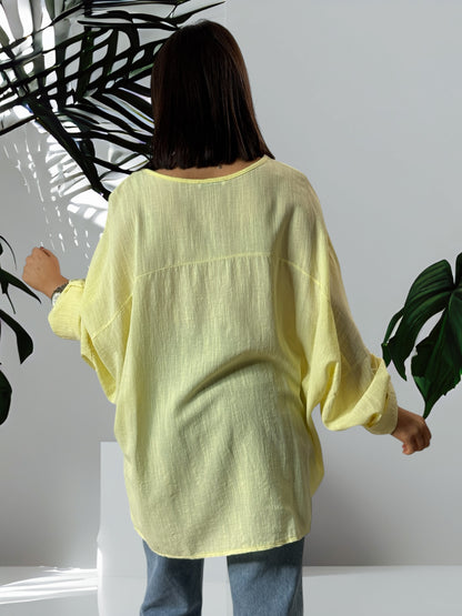 CELINE - TUNIQUE JAUNE MOTIF ETOILE OVERSIZE JUSQU'A LA TAILLE 54