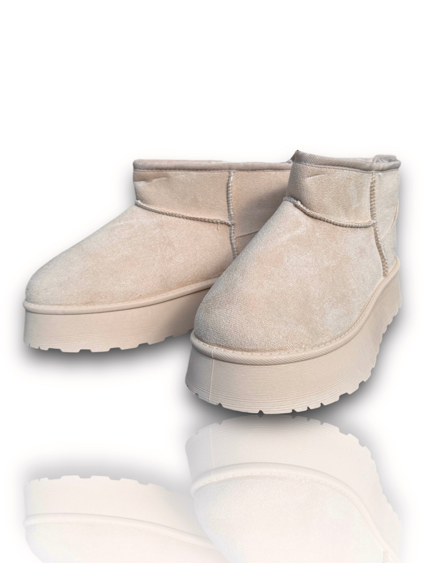 DONNA - BOOTS BEIGE SEMELLE PLATEFORME INTERIEUR MOUMOUTE