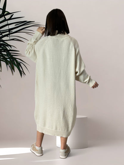 JADE - ROBE PULL OVERSIZE BLANC CASSÉ JUSQU'A LA TAILLE 52