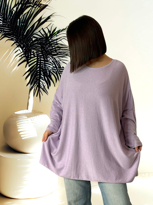 CAPRIO - PULL LILAS EN MAILLE FLUIDE JUSQU'A LA TAILLE 54