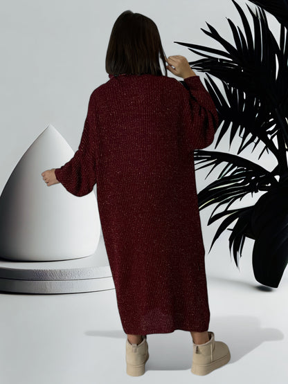 ROSALIE - ROBE PULL OVERSIZE SCINTILLANTE BORDEAUX JUSQU'A LA TAILLE 52