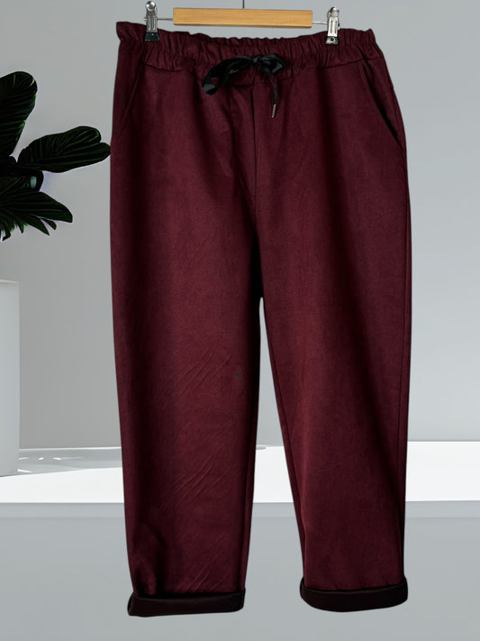 ROBIN - PANTALON BORDEAUX ASPECT DAIM 46/48 A 52/54