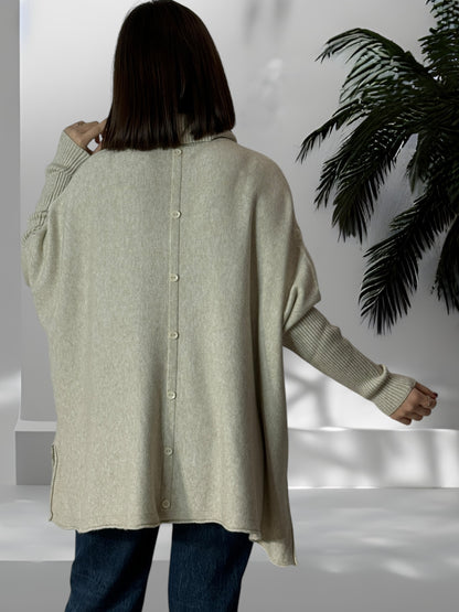 ANDY - PULL OVERSIZE BEIGE JUSQU'A LA TAILLE 60