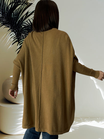 CEREZA - PULL OVERSIZE CAMEL JUSQU'A LA TAILLE 60