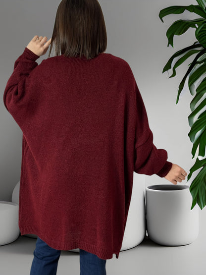 JE M'EN FOUS - PULL OVERSIZE BORDEAUX JUSQU'A LA TAILLE 56