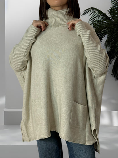 ANDY - PULL OVERSIZE BEIGE JUSQU'A LA TAILLE 60