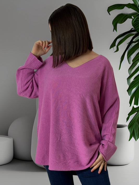 LARA - PULL OVERSIZE ROSE LILAS JUSQU'A LA TAILLE 54