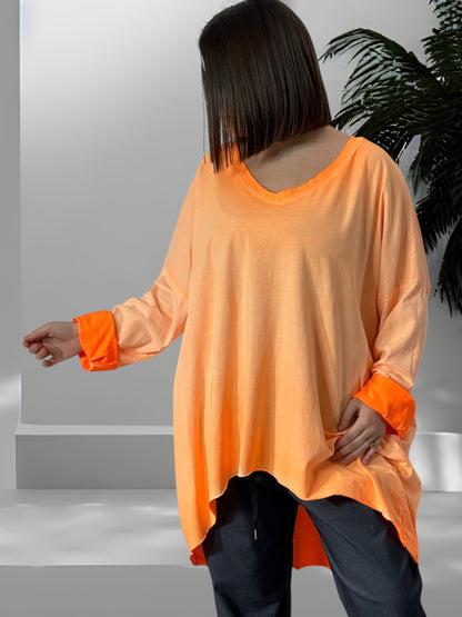 BIANCA - T-SHIRT OVERSIZE ORANGE JUSQU'A LA TAILLE 60