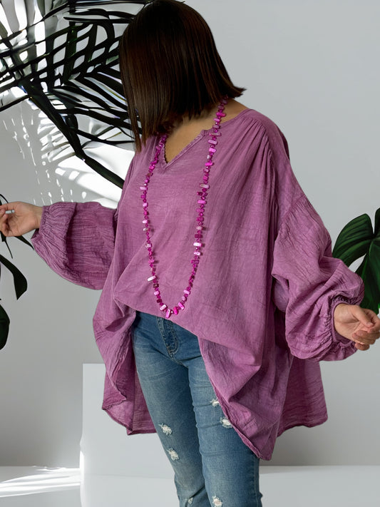 LOU - BLOUSE CYCLAMEN OVERSIZE JUSQU'A LA TAILLE 56/58