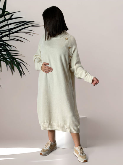 JADE - ROBE PULL OVERSIZE BLANC CASSÉ JUSQU'A LA TAILLE 52