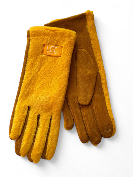 TAYLOR - GANTS TRES DOUX EN MOUMOUTE COLORIS JAUNE