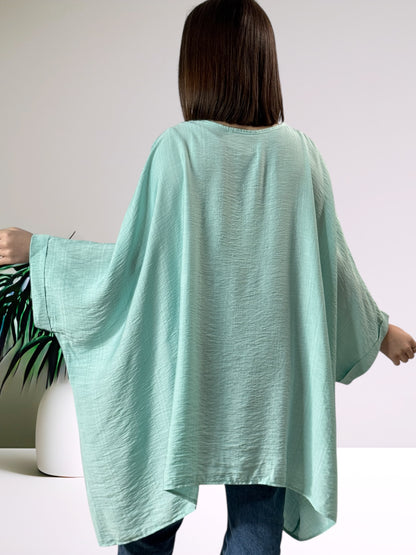 MORGANE - TUNIQUE OVERSIZE LAGON JUSQU'A LA TAILLE 58/60