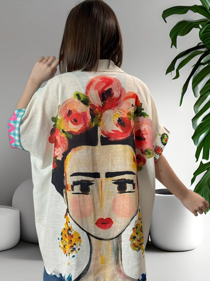 NATHY - CHEMISE OVERSIZE FRIDA KAHLO JUSQU'A LA TAILLE 56